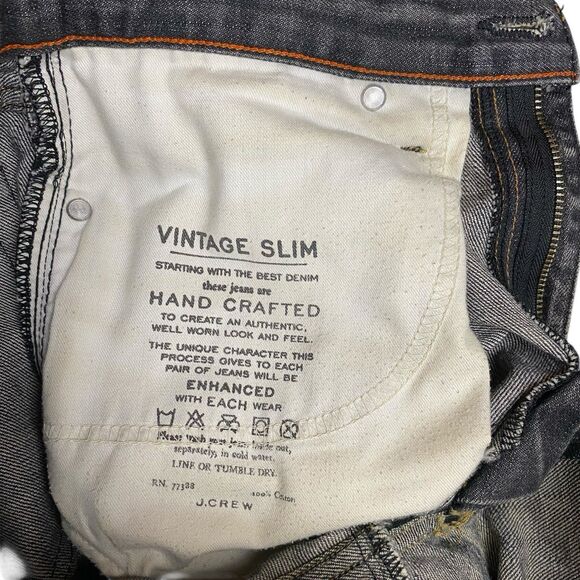 J Crew Vintage Slim Jeans 30x32 Black Wash Denim Handmade in Canada 100% Cotton - Picture 6 of 10